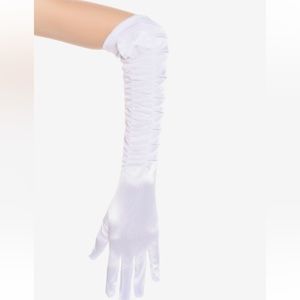 White‎ Ruched Long Gloves Hot Topic